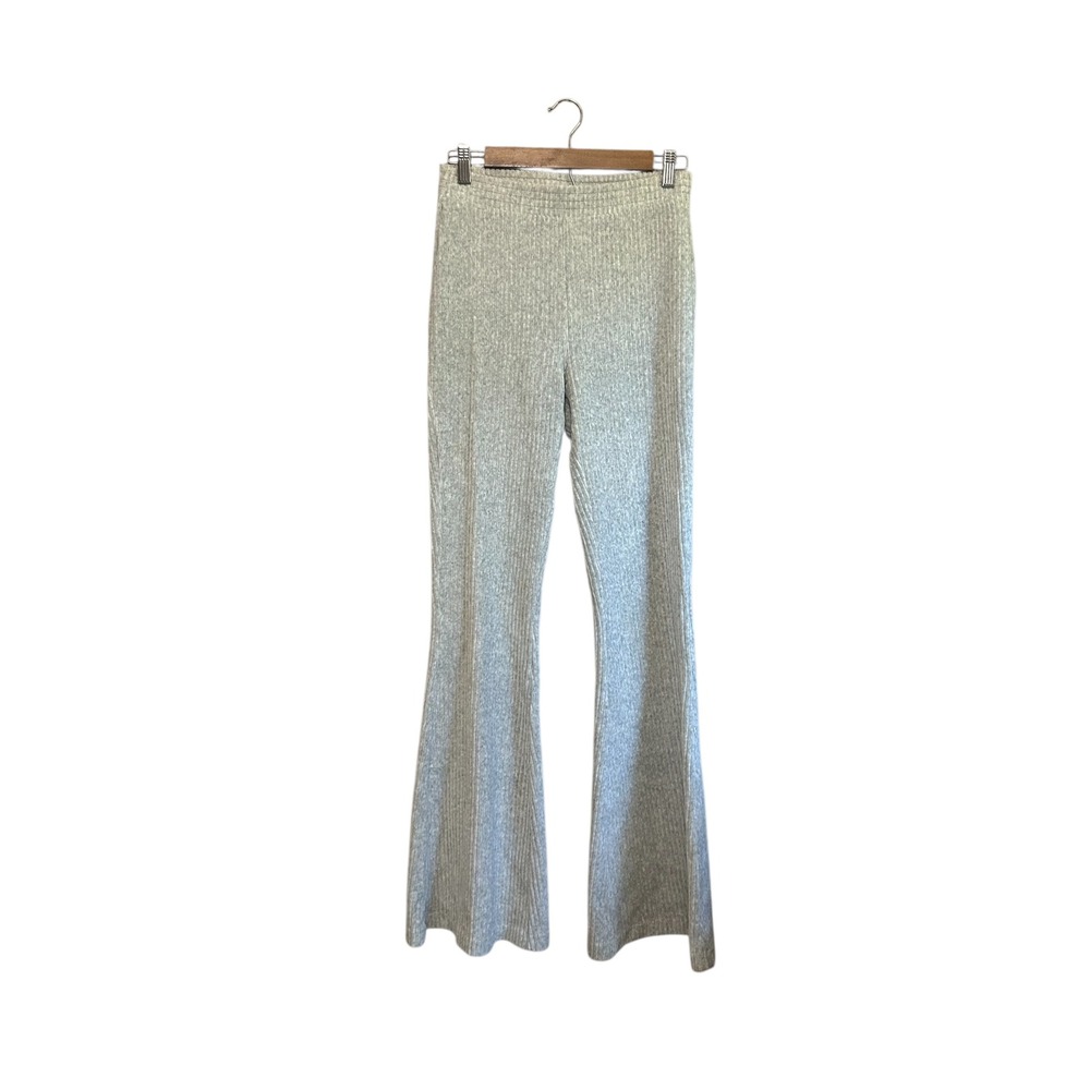 Aerie Womens Gray Ribbed Flare Lounge Pants Size S